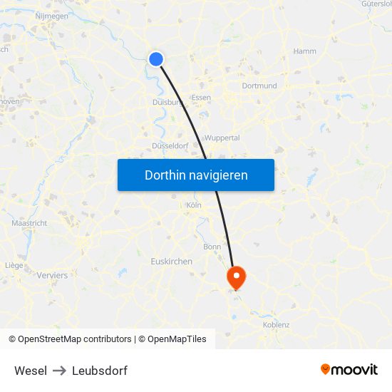 Wesel to Leubsdorf map