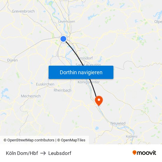 Köln Dom/Hbf to Leubsdorf map