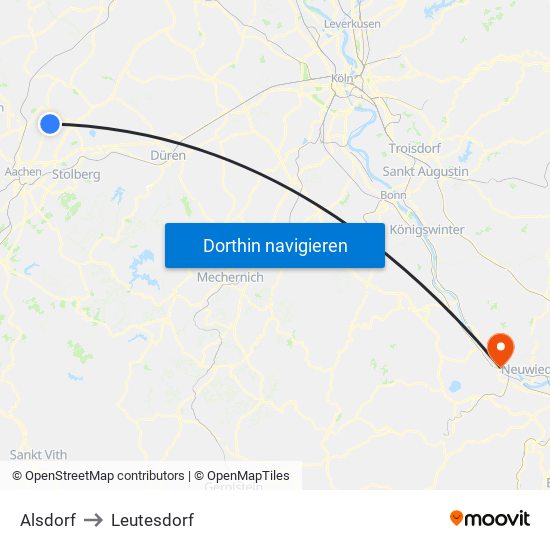 Alsdorf to Leutesdorf map