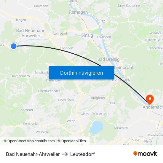 Bad Neuenahr-Ahrweiler to Leutesdorf map