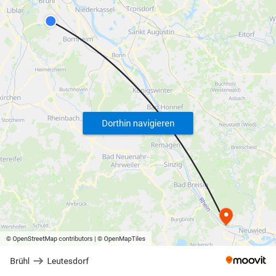 Brühl to Leutesdorf map