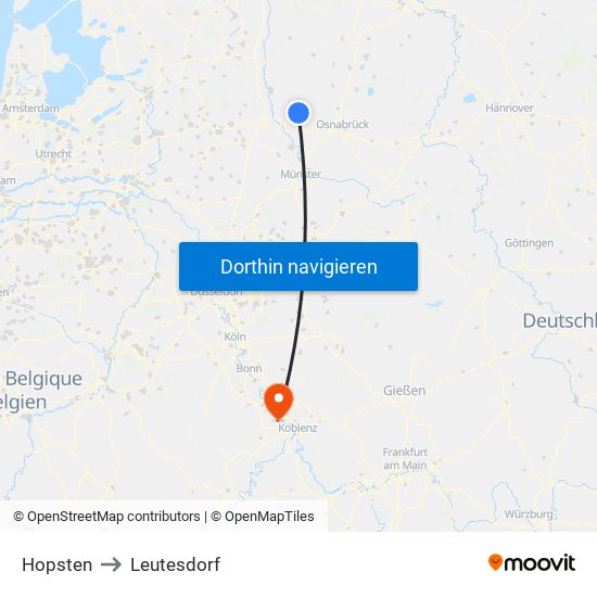 Hopsten to Leutesdorf map