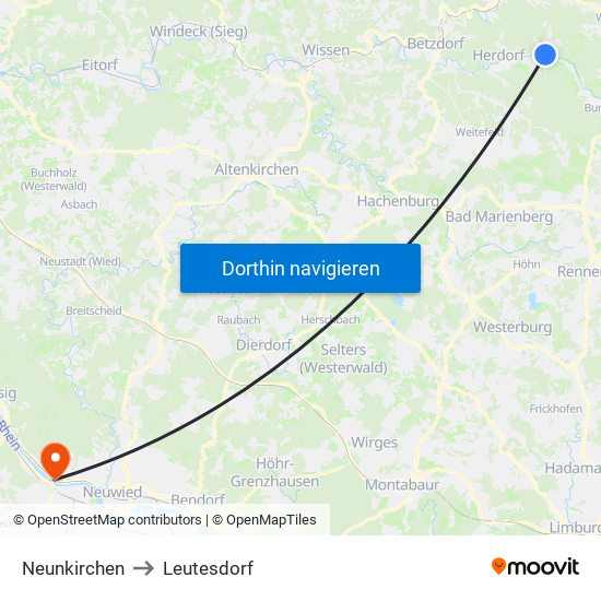 Neunkirchen to Leutesdorf map