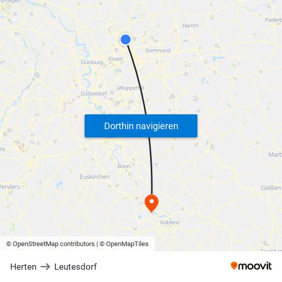 Herten to Leutesdorf map