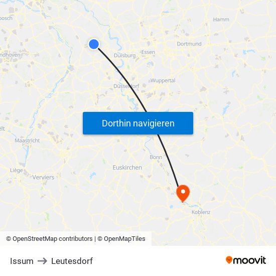 Issum to Leutesdorf map