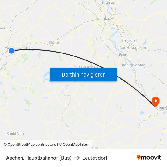 Aachen, Hauptbahnhof (Bus) to Leutesdorf map