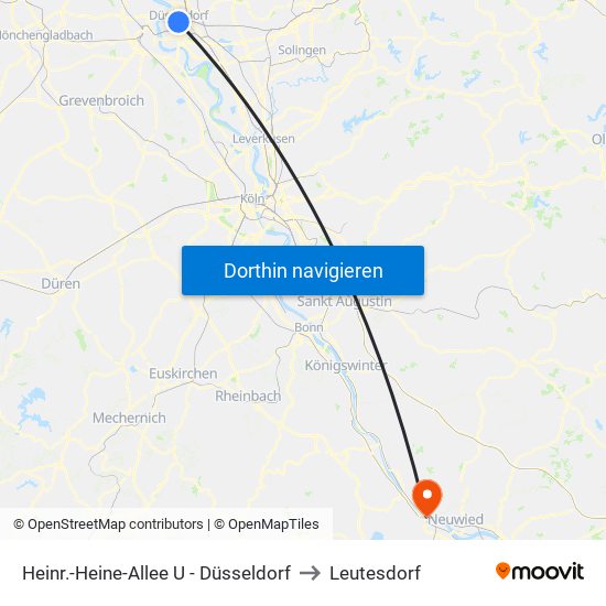 Heinr.-Heine-Allee U - Düsseldorf to Leutesdorf map
