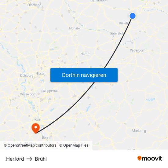 Herford to Brühl map