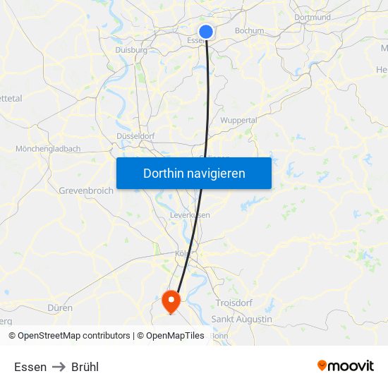 Essen to Brühl map