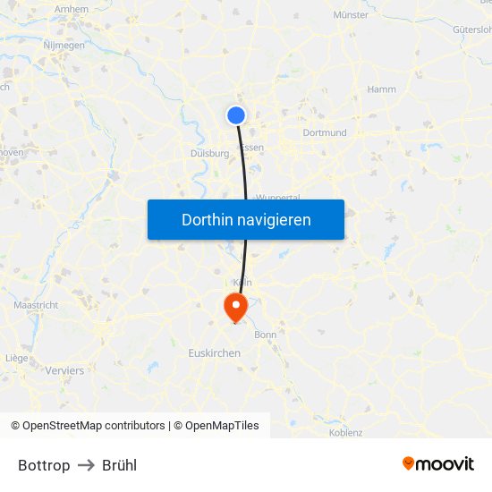 Bottrop to Brühl map