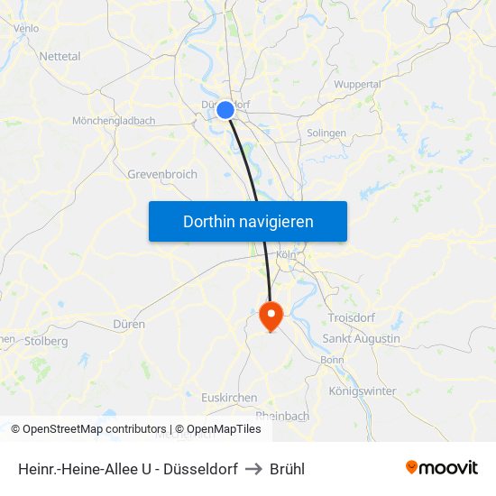 Heinr.-Heine-Allee U - Düsseldorf to Brühl map
