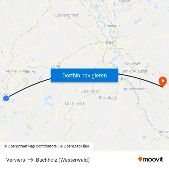 Verviers to Buchholz (Westerwald) map