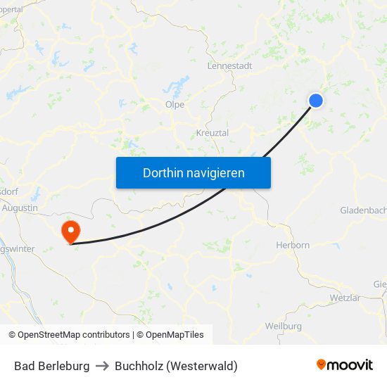 Bad Berleburg to Buchholz (Westerwald) map