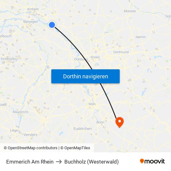 Emmerich Am Rhein to Buchholz (Westerwald) map