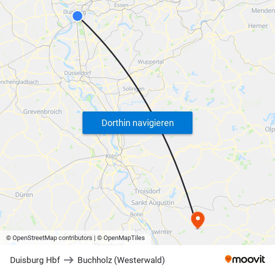 Duisburg Hbf to Buchholz (Westerwald) map