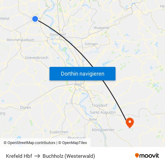 Krefeld Hbf to Buchholz (Westerwald) map