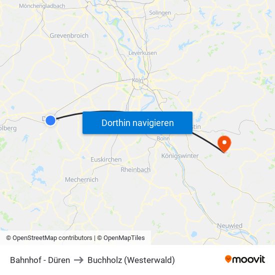 Bahnhof - Düren to Buchholz (Westerwald) map