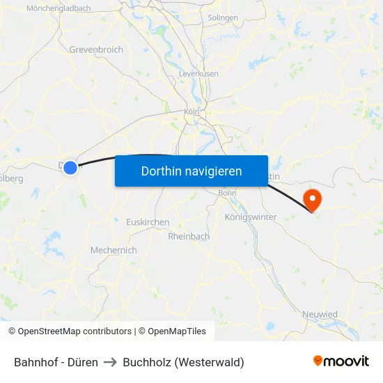 Bahnhof - Düren to Buchholz (Westerwald) map
