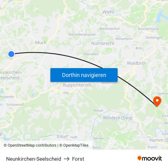 Neunkirchen-Seelscheid to Forst map