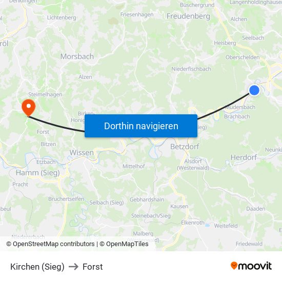 Kirchen (Sieg) to Forst map