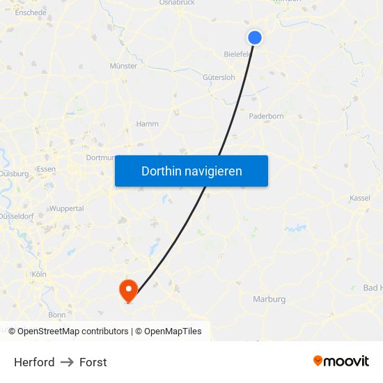 Herford to Forst map