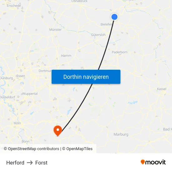 Herford to Forst map