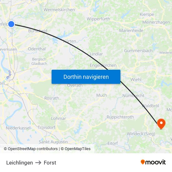 Leichlingen to Forst map