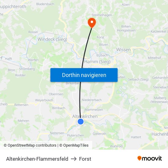 Altenkirchen-Flammersfeld to Forst map
