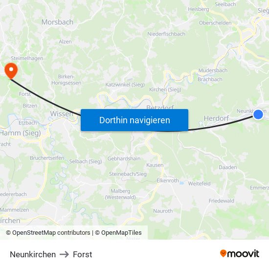 Neunkirchen to Forst map
