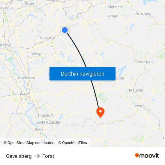 Gevelsberg to Forst map