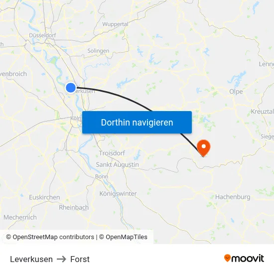 Leverkusen to Forst map