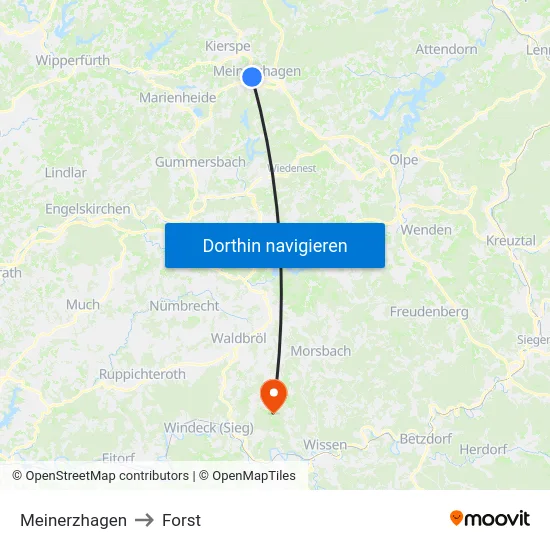 Meinerzhagen to Forst map