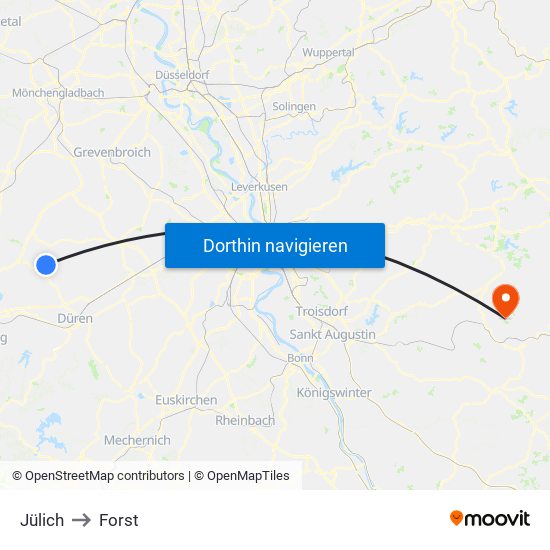 Jülich to Forst map