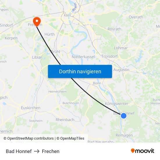 Bad Honnef to Frechen map