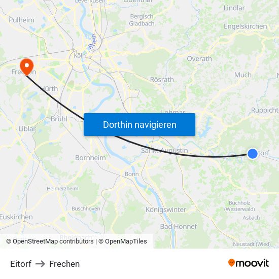 Eitorf to Frechen map