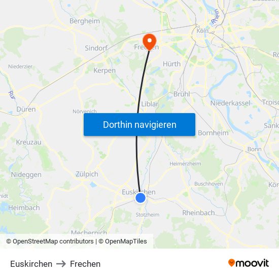 Euskirchen to Frechen map