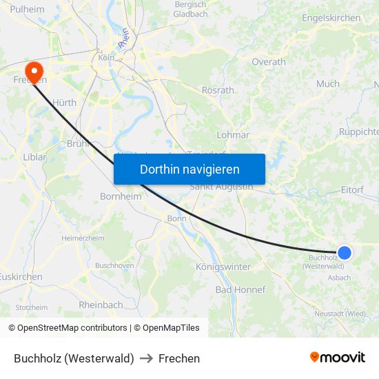 Buchholz (Westerwald) to Frechen map