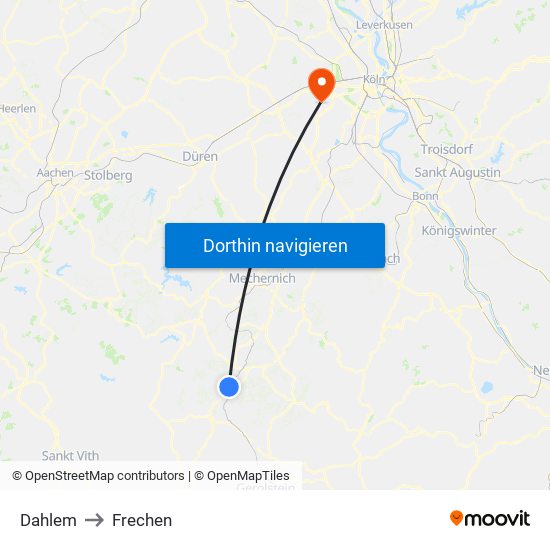 Dahlem to Frechen map