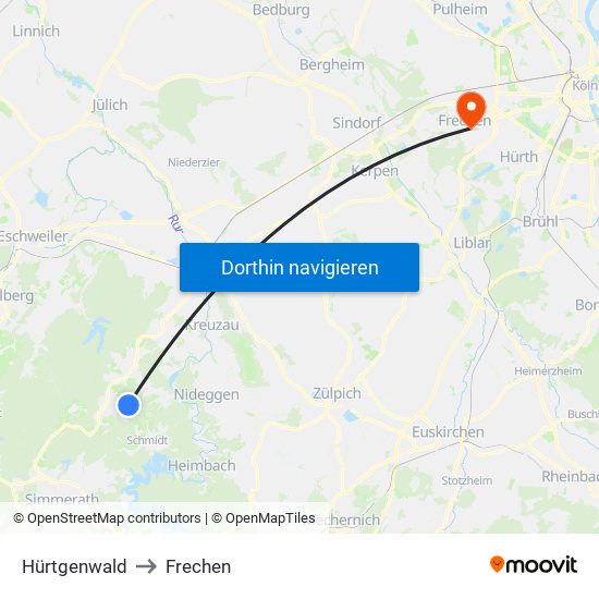 Hürtgenwald to Frechen map