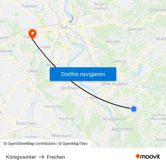 Königswinter to Frechen map