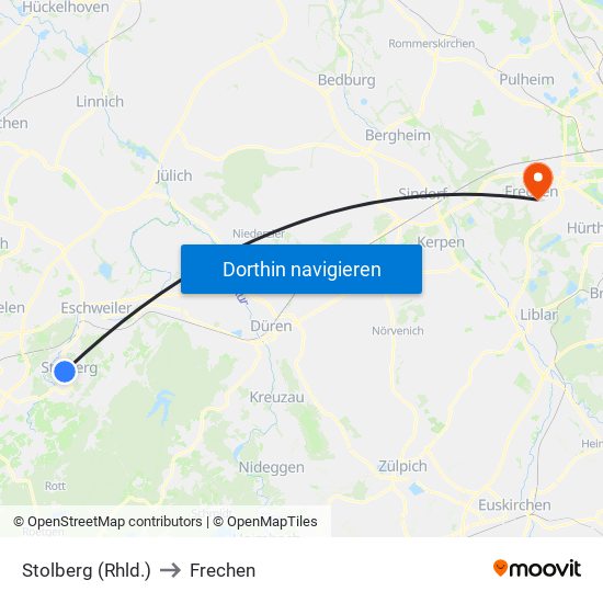 Stolberg (Rhld.) to Frechen map