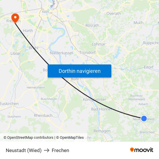 Neustadt (Wied) to Frechen map