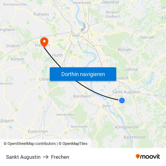 Sankt Augustin to Frechen map