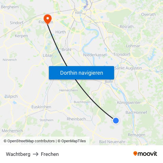 Wachtberg to Frechen map