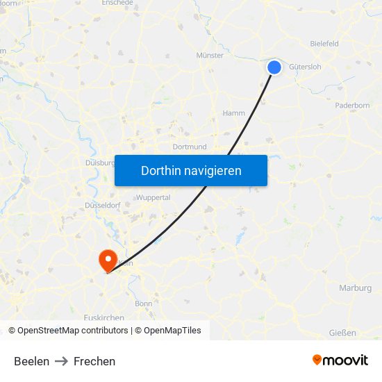 Beelen to Frechen map