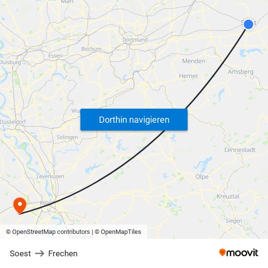 Soest to Frechen map