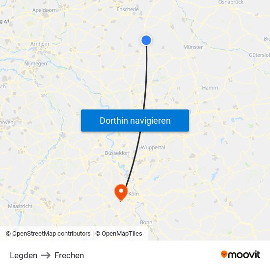 Legden to Frechen map