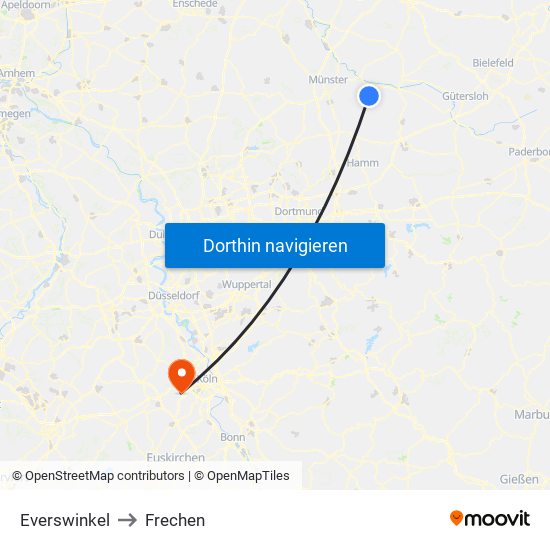 Everswinkel to Frechen map