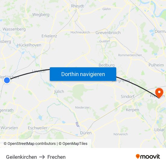 Geilenkirchen to Frechen map