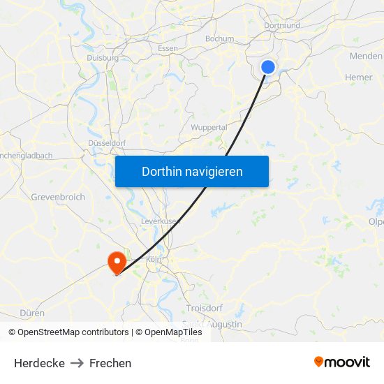 Herdecke to Frechen map